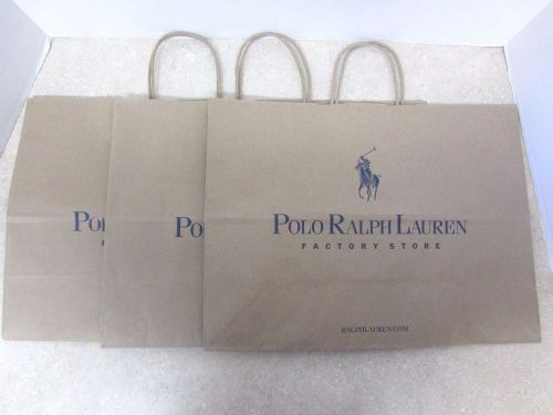 Lot of 3 Polo Ralph Lauren Paper Shopping Bags - three medium - Factory Stores