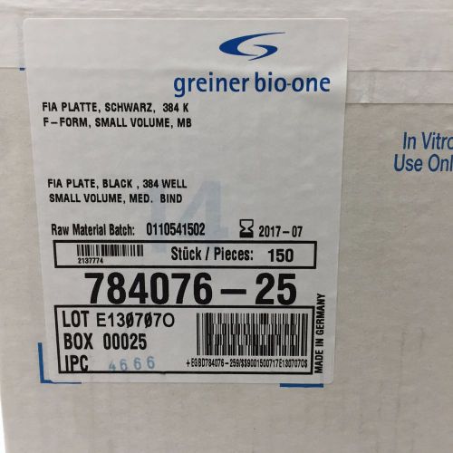 Greiner Bio-One 784076 FIA Plate Black 384 Well Small Volume Fluotrac 150/Case