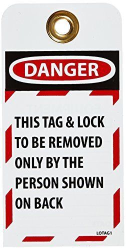 Nmc lotag1-25 danger lockout tag, unrippable vinyl, 3 length, 6 height, on white for sale