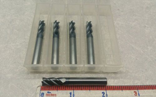 1/4 tialn coated end mill 4 flute solid carbide endmill lot of 5 tools usa made for sale