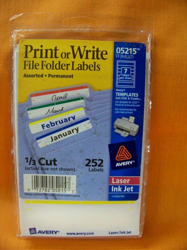 Avery PRINT OR WRITE FILE FOLDER LABELS 1/3 CUT 252 LABELS LASER/INKJET 05215