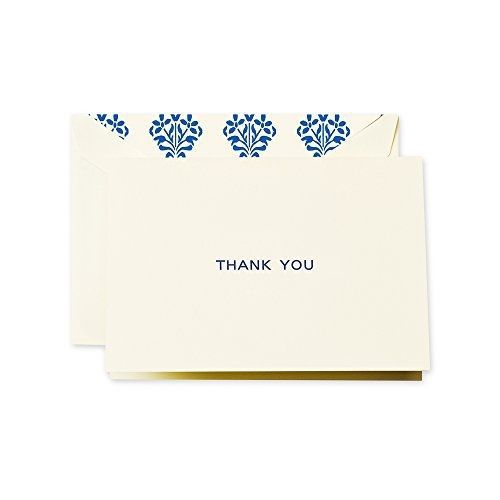 Crane &amp; co. navy block text thank you note (ct1406) for sale