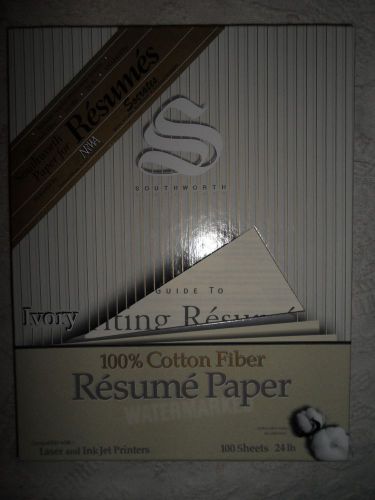 Southworth Resume Paper, 100% Cotton 24 lb Ivory, 56 Count w/ Instruction Manual