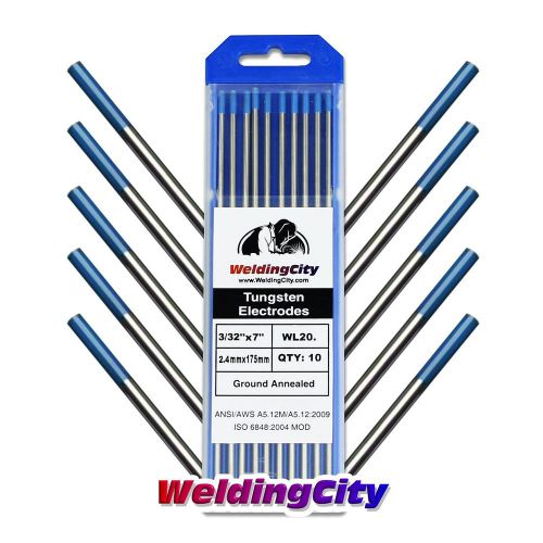 WeldingCity 10 TIG Welding Tungsten Electrodes 2.0% Lanthanated (Blue) 3/32&#034;x...