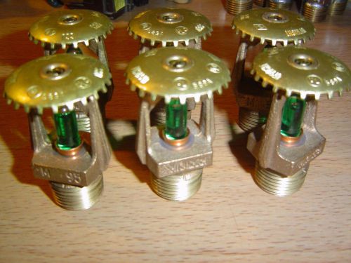 6 Viking M 98 589A Upright 200 F Brass Fire Sprinkler Head 1/2&#034; NPT Green Bulb