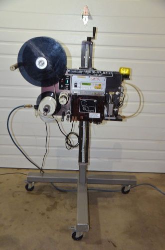 Label-Aire 2138 V2 Tamp-Blow Printer Applicator w/ Sato M-8400S Barcode Printer