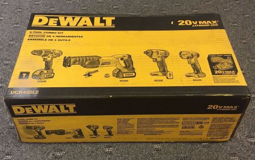 BRAND NEW! DeWalt DCK492L2 20V-MAX CORDLESS LI-ION 4-TOOL COMBO KIT