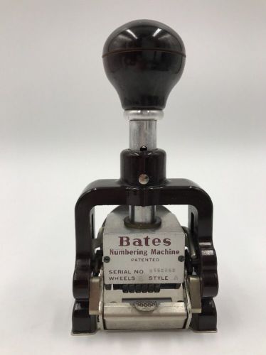 BATES NUMBERING MACHINE STAMP STAMPER LEVER MOVEMENT 6 WHEEL STYLE A