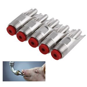 5Pcs Steel 1/2&#034; PT Thread Pig Hog Automatic Nipple Drinker Waterer Set