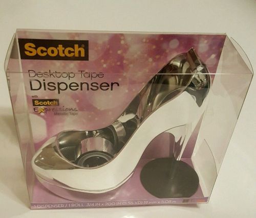 Scotch Tape Dispenser ~ Shoe Desktop -Gold Metallic Tape Stiletto Heel FREE SHIP