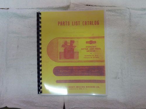 CINCINNATI MONOSET  TOOL GRINDER PARTS LIST MANUAL