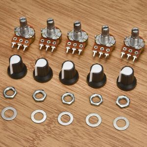 5pcs 10K OHM Terminal Linear Taper Rotary 15mm Resistor Potentiometer &amp; Knobs US