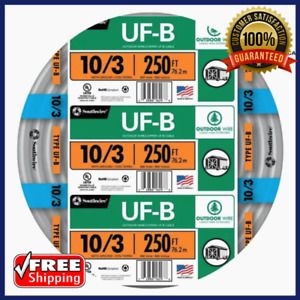 ROMEX 250 ft 10/3 UF-B WG Underground Feeder Direct Burial Wire Roll  QIK SHIP