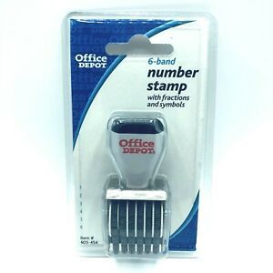Office Depot Number Stamp 6 Band Stamp Fractions Symbols New Sealed Package NOS