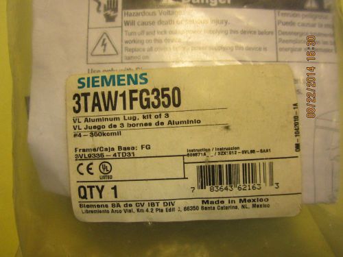 Siemens 3taw1fg350 lug kit for sale