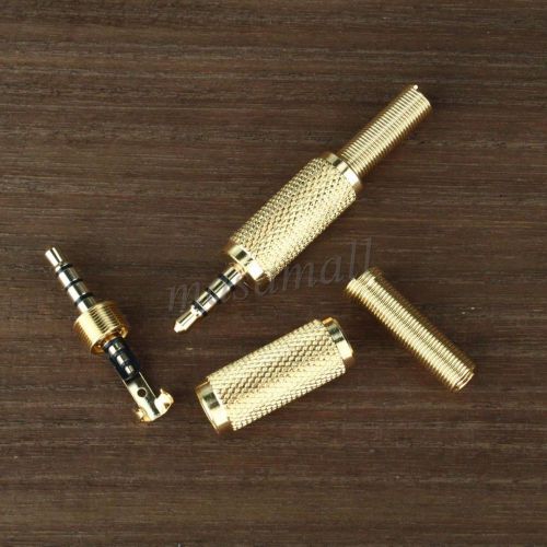 Gold 3.5mm 4 pole male repair headphone jack plug metal audio soldering spring for sale