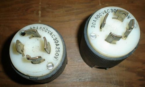 LOT 2 HUBBELL TWIST-LOCK used Male Plug Ends 30A 600 VAC 30A 250 V Heavy Duty