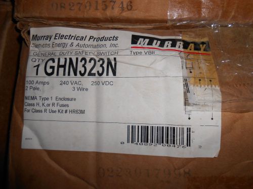 MURRAY GHN323N 100 AMP 240 VOLT NEMA 1 2P 3W FUSIBLE DISCONNECT