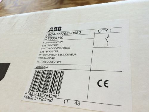 ABB OT600U30 600A NF Disconnect 600V 3 Pole (left of mechanism) *NEW IN BOX!*