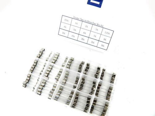 15value 6x30mm Fuses Box Kit 75pcs Fuse 0.5A 1A 2A 3A 3.15A 4A 5A 7A 8A 15A 8