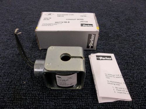 PARKER JE ELECTRIC SOLENOID VALVE COIL CONDUIT BOSS OR-23 16W 24 DC NEW