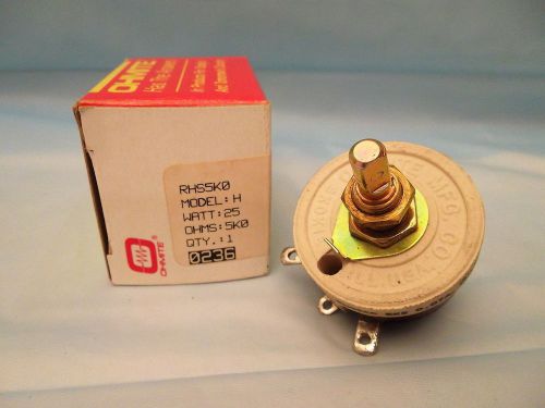 OHMITE 5K OHM 25W 300 VOLT CERAMIC WIREWOUND RHEOSTAT 5000 OHM 25 WATT