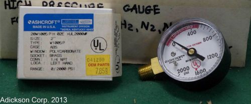 Lot 5 Ashcroft 1/4&#034; NPT 2&#034; Face 0-200PSI Pressure Gauge Brass Inch 20W1005 W 02L