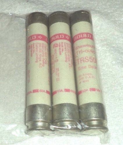 SHAWMUT TRI-ONIC TRS50R TIME DELAY / 50 AMP / 600 V / LOT OF 3 FUSES