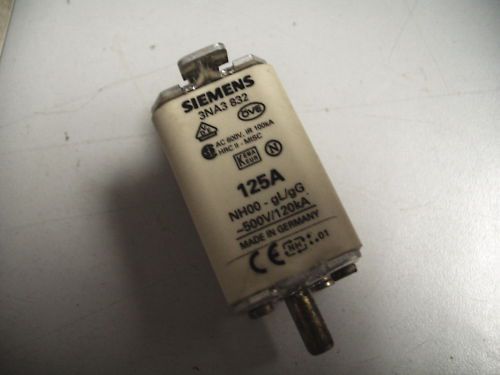 SIEMENS 3NA3 3NA3832 500VAC 125A NH00 gL/gG LV HRC FUSE QUANTITY!!!