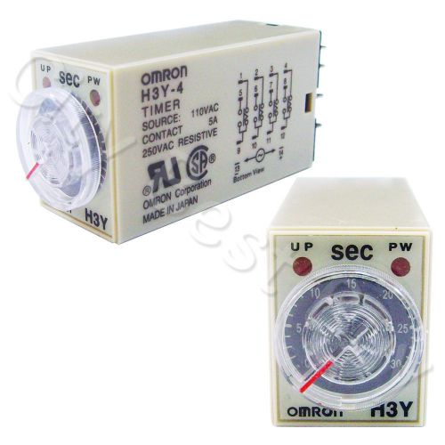 2 x h3y-4 ac110v 30sec 30s omron relay timer 4pdt 14 pin pyf14a pyf14a e py14 for sale