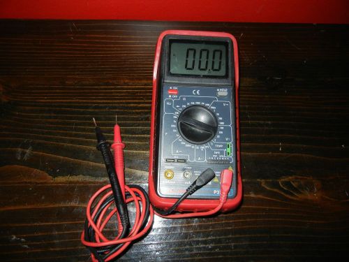 Cen-Tech P37772 Digital Multimeter  w/ Test Leads + Cover Working Battery