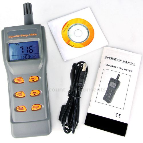 Portable digital iaq monitor hygrometer co2 co temp. rh dpt wbt meter generic for sale