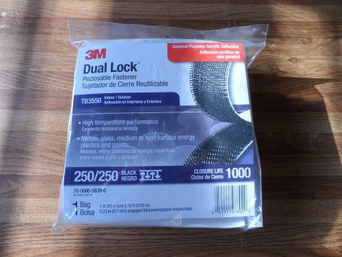 3M Dual Lock Reclosable Fastener TB3550  2 rolls of 10ft. Black 1&#034; Wide.