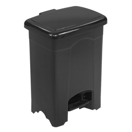 Safco 9710BL Plastic Receptacle Step-On 4 Gallon 12inx10inx15in Black