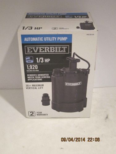 Everbilt 1/3 hp automatic utility submersible pump 1,920gph_#ut03301-f/ship nisb for sale