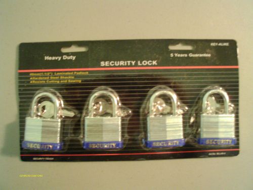 New SEALED 4 PC 40 MM (1 1/2&#034;) H.D. LAMINATED PADLOCK SET HARDENED STEEL SHACKLE