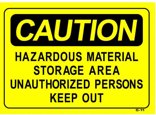 CAUTION HAZARDOUS MATERIAL STORAGE AREA... 10&#034;x14&#034; Sign C-11