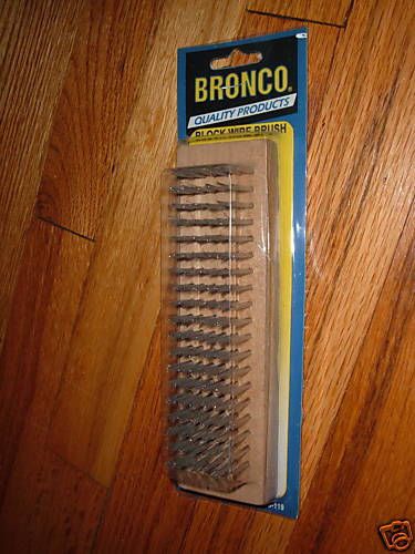 Vintage bronco quality products block wire brush brand new wood block handle nip for sale