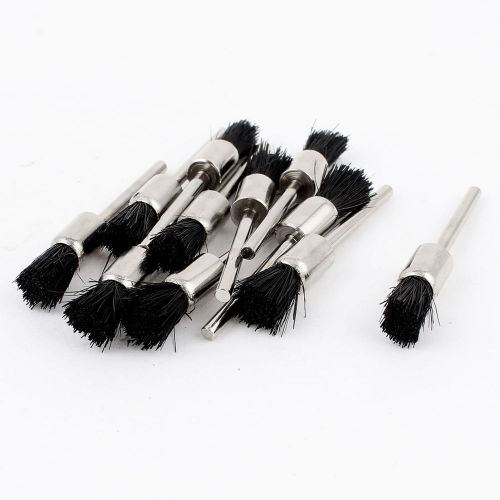 3mm 1/8&#034; Round Shank Black Bristle Pen Shape Brushes Polishing Tool 11 Pcs