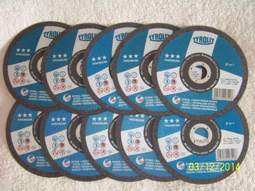 LOT OF 10...  1/16th X 7/8 X 6 inch  2 In 1 Premium TRYOLIT CUTOFF WHEELS