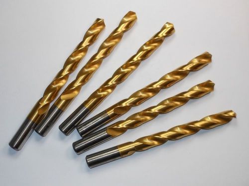 Jobber Length Drills 1/2&#034; HSS 118D TiN 4-1/2&#034; LOC x 6&#034; OAL QTY 6 &lt;1896&gt;