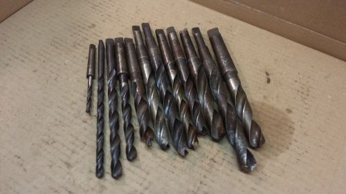 Lot of 12 assorted makes morse taper #3 #2 #1 shank hs drill bits for sale