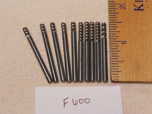 10 NEW 1/8&#034; SHANK CARBIDE END MILLS. 5 FLUTE. USA MADE.   {F600}