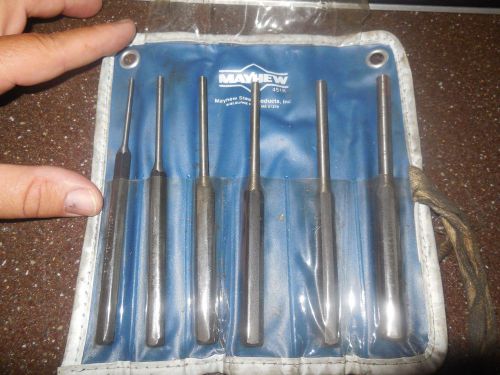 6 piece mayhew punch set 3mm to 8mm  6&#034; long with pouch 451k free usa shipping! for sale