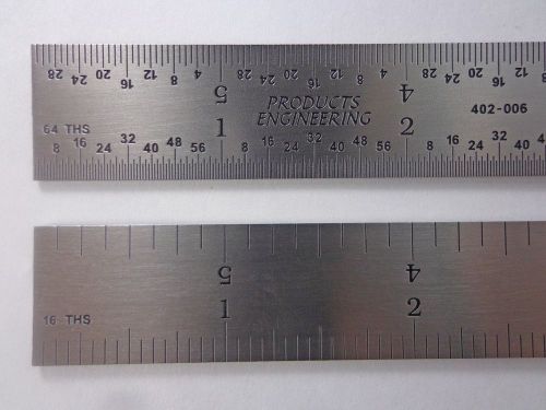 USA PEC 6&#034; Rigid Stainless Steel 4R Machinist ruler/rule 1/64, 1/32, 1/8, 1/16