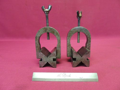 Machinist Toolmaker V Block - Lot of 2 with Clamps
