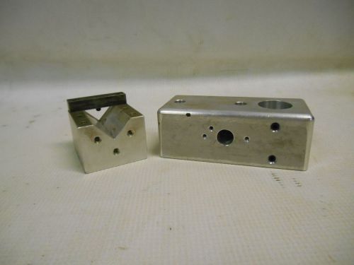 Lot 2 Vintage Aluminum Machinist Toolmaker Jig Bore V Block Fixture Workholders