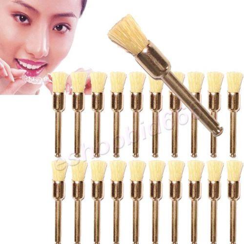 Sale 100 Pcs Dental Prophy Brush White Bristle Latch Flat Type Polishing Brush