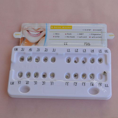 Orthodontic bracket b series standard roth  345 with hook 0.022&#034;  10 kits 5-5 for sale