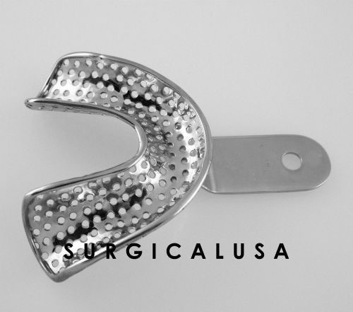 Metal impression tray lower full denture perforated medium, dental instruments for sale